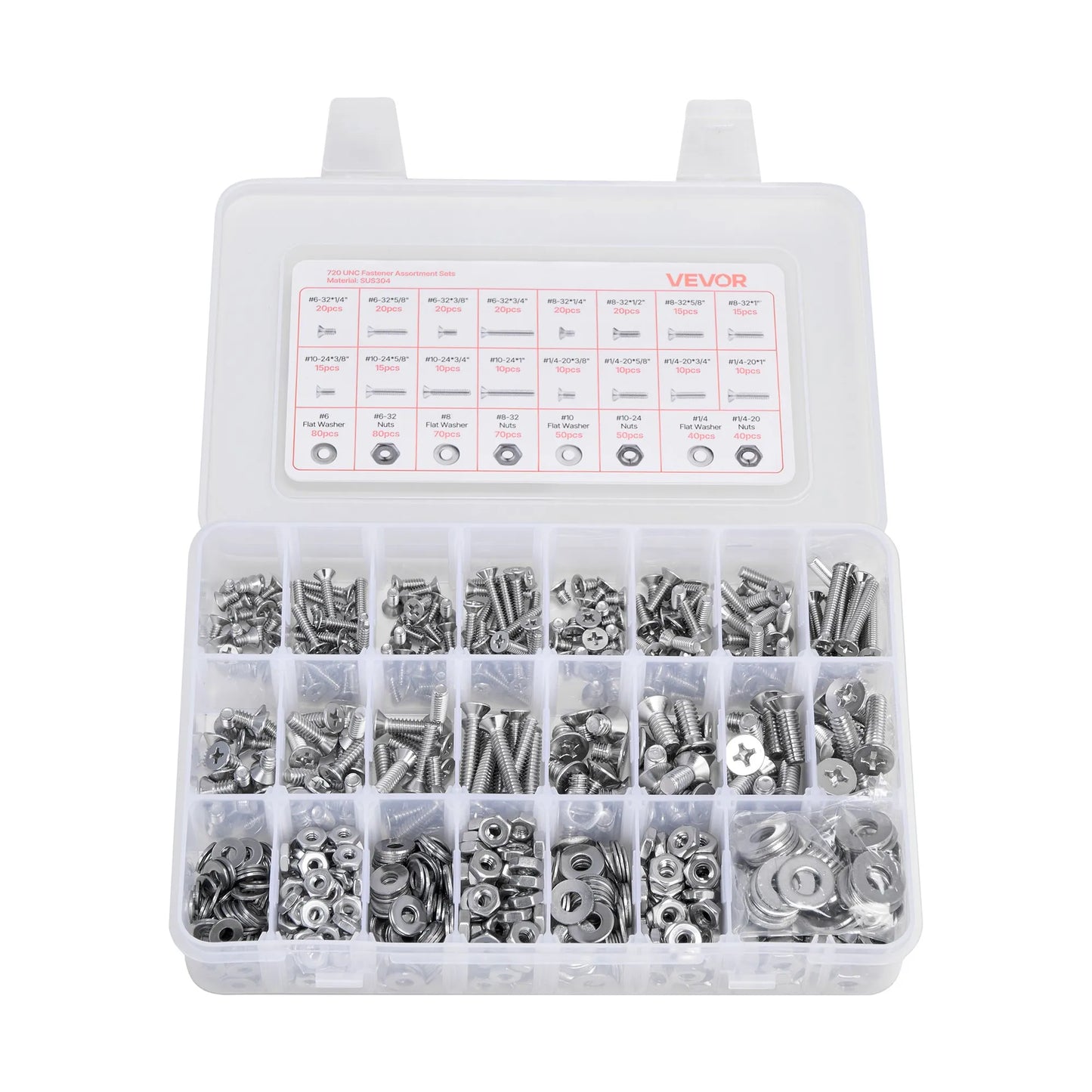 720 Pcs Bolts and Nuts Assortment Kit, Imperial Machine Screws and Flat Washers