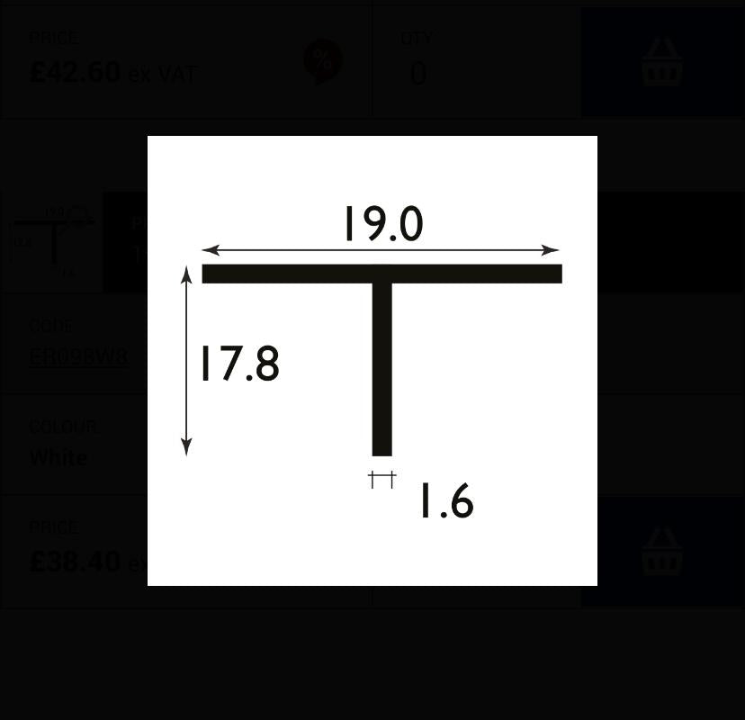 18mm / 19mm T Section White