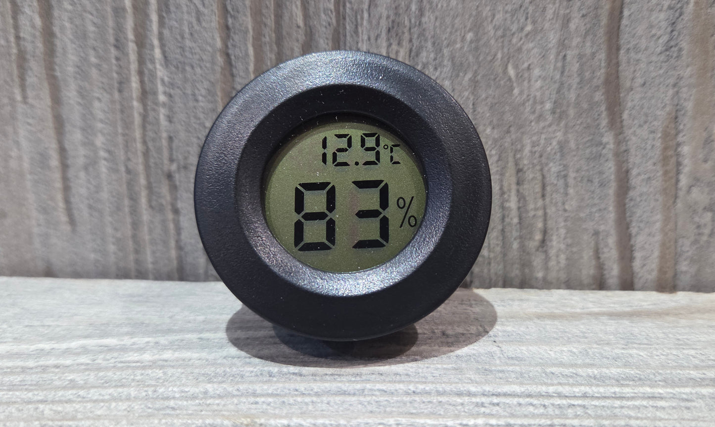 Black Recessed Circular Vivarium Thermometer Humidity
