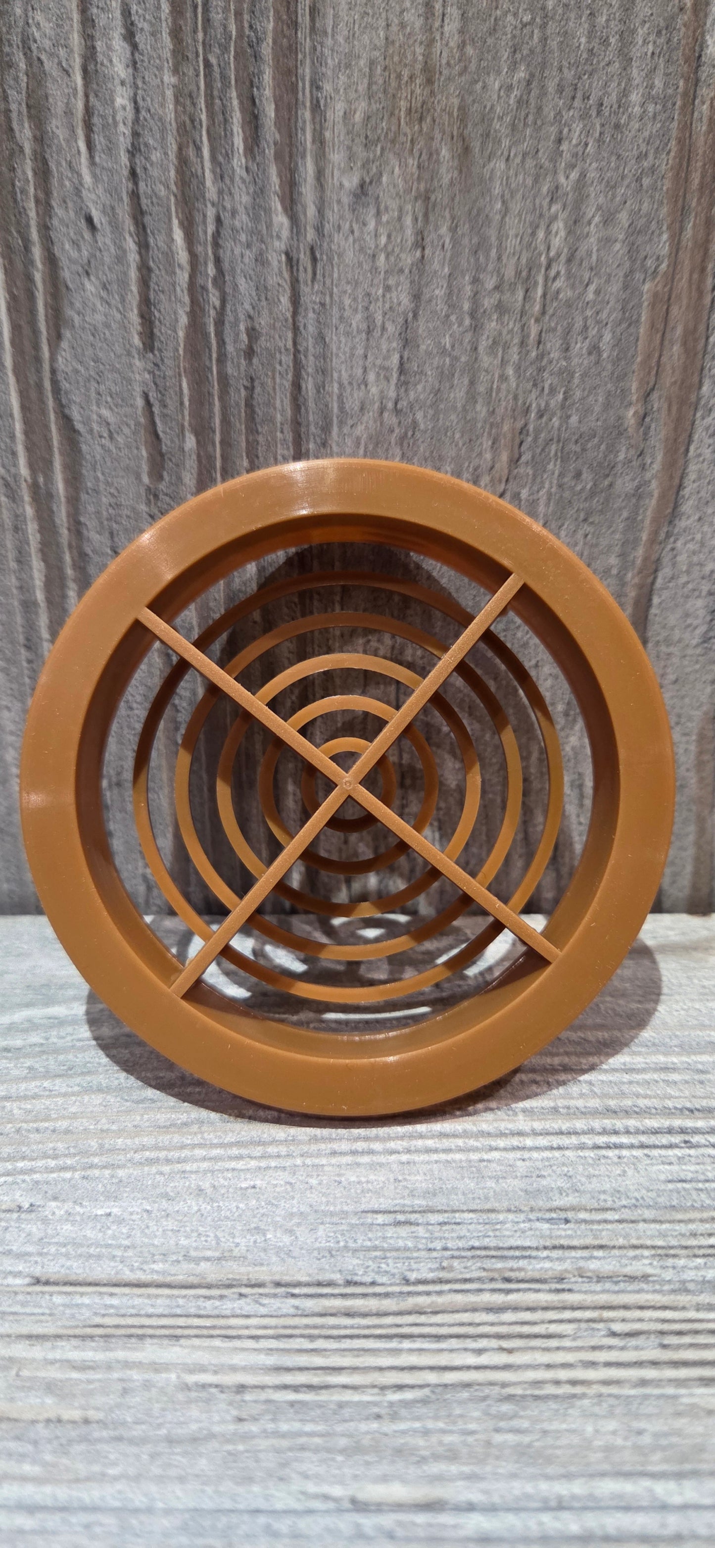 Soffit Circular Air Vent 70mm cut out uPVC Push In Brown / Teak