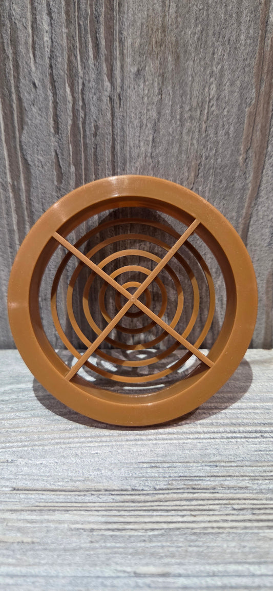 Soffit Circular Air Vent 70mm cut out uPVC Push In Brown / Teak