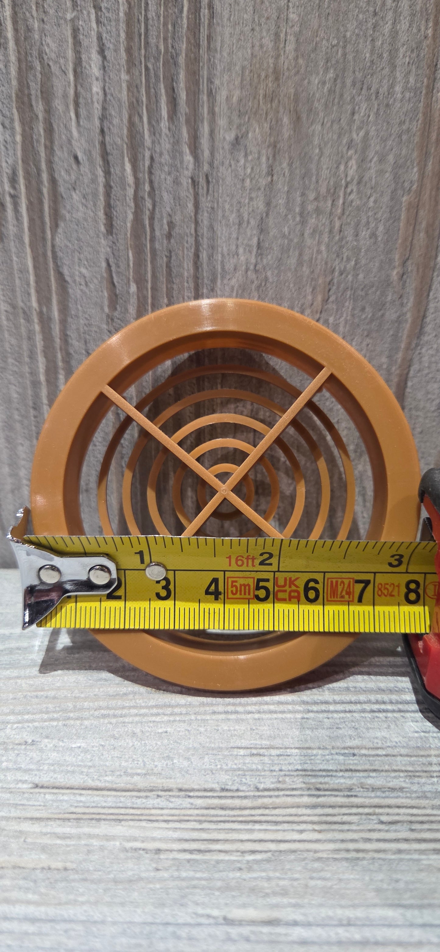 Soffit Circular Air Vent 70mm cut out uPVC Push In Brown / Teak