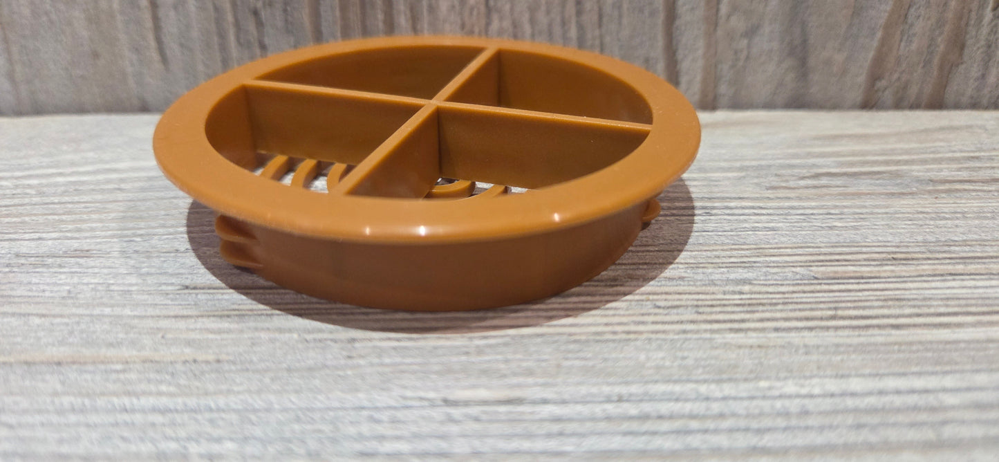 Soffit Circular Air Vent 70mm cut out uPVC Push In Brown / Teak