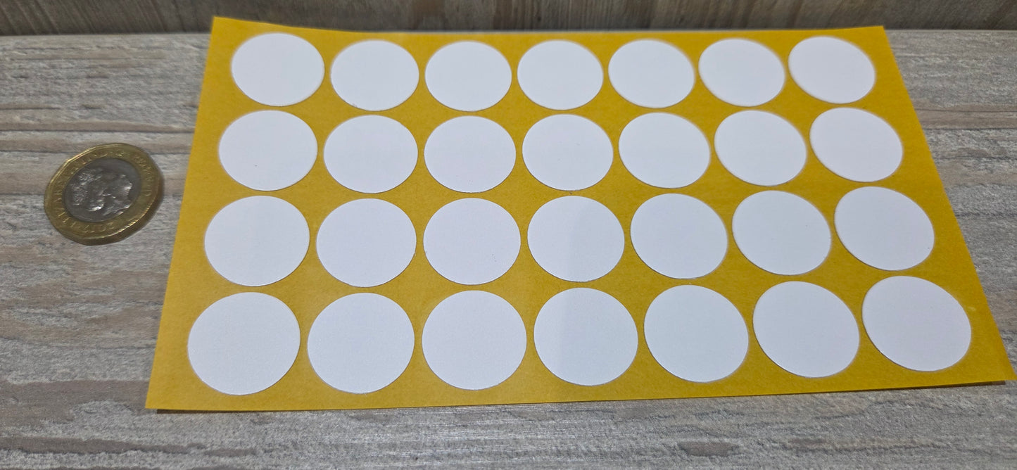 Plain White Self Adhesive Screw Caps 20mm