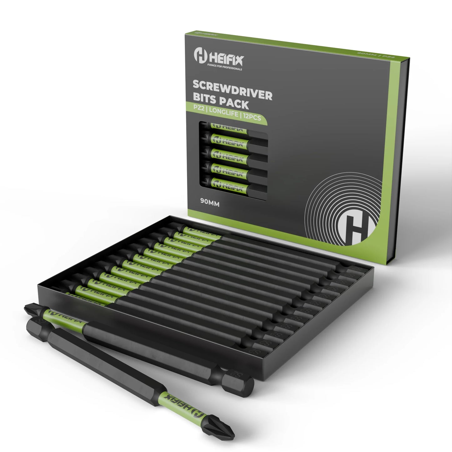 12Pc PZ2 Impact Long Screwdriver Bit Set 90mm (Magnetic) – Eco Storage Box