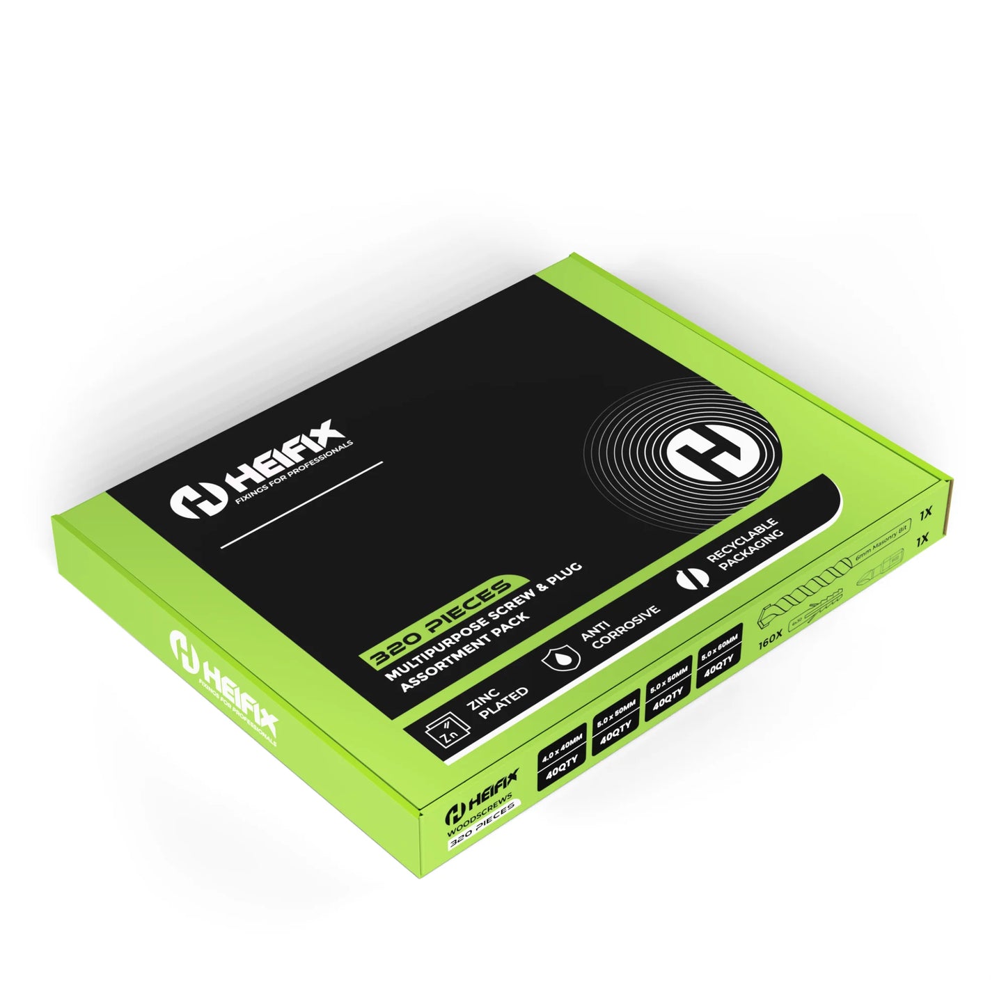 320pc Assorted Screw and Plug Set + Free Masonry drill bit + Free Pozi Bit