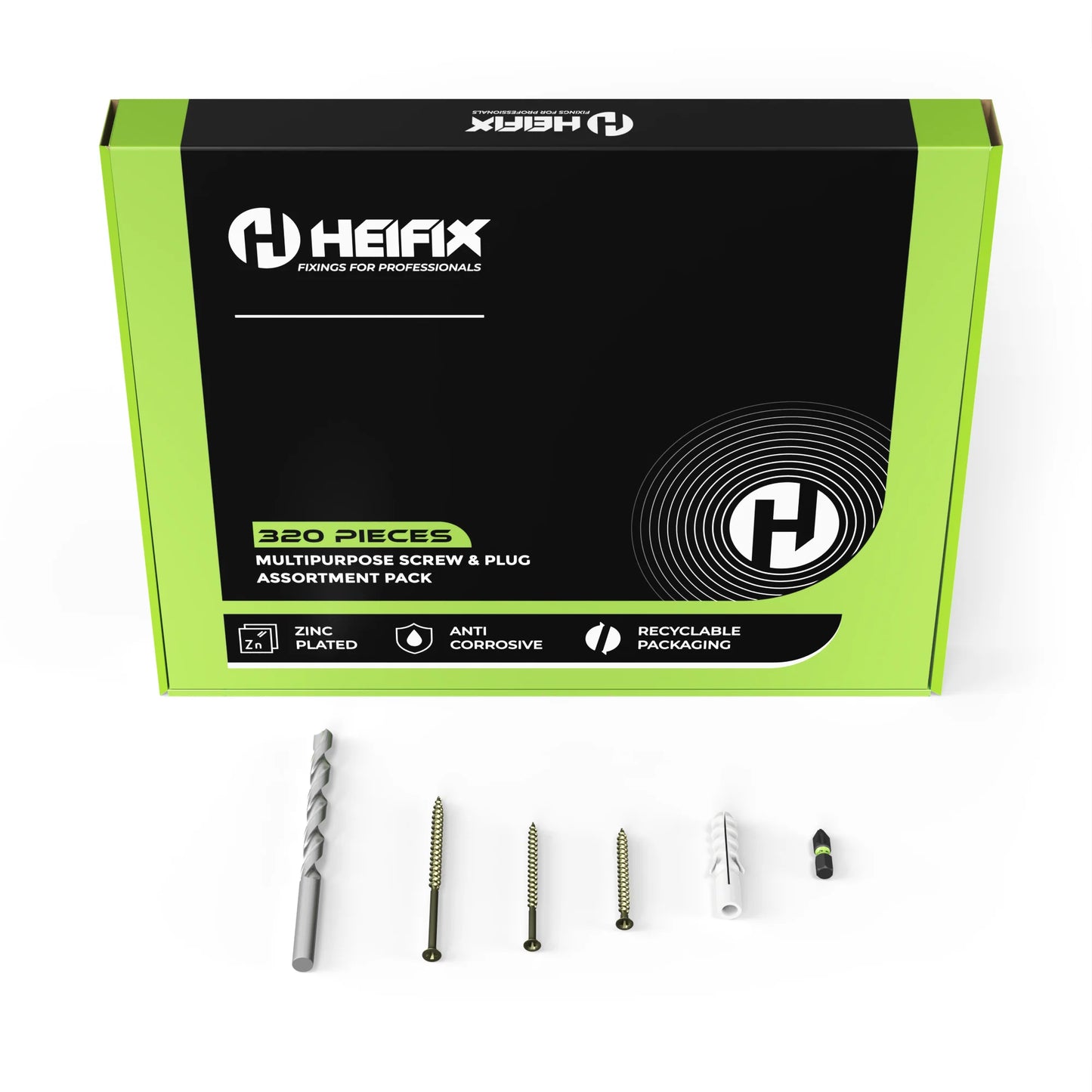 320pc Assorted Screw and Plug Set + Free Masonry drill bit + Free Pozi Bit