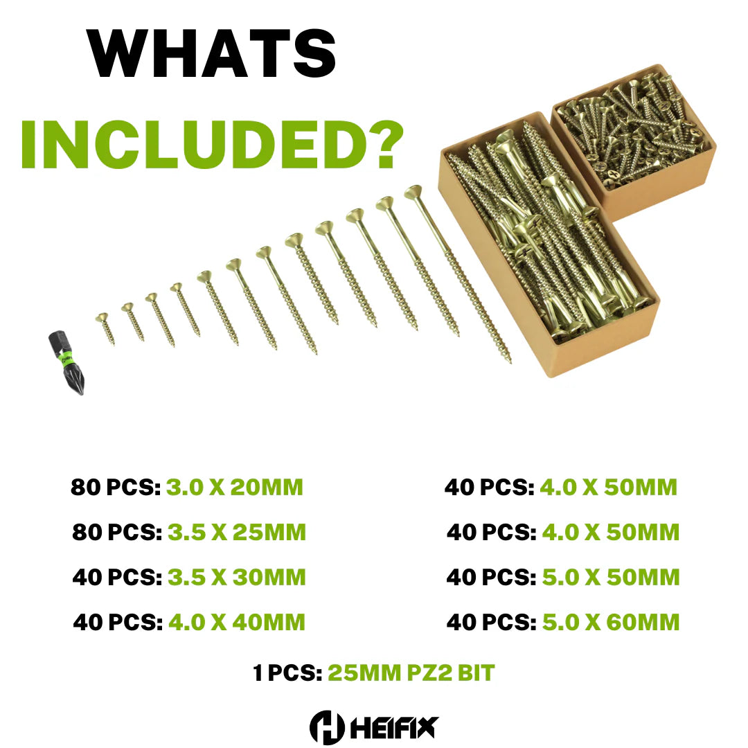 400pc Assorted Quality Screw Set + Free Pozi bit
