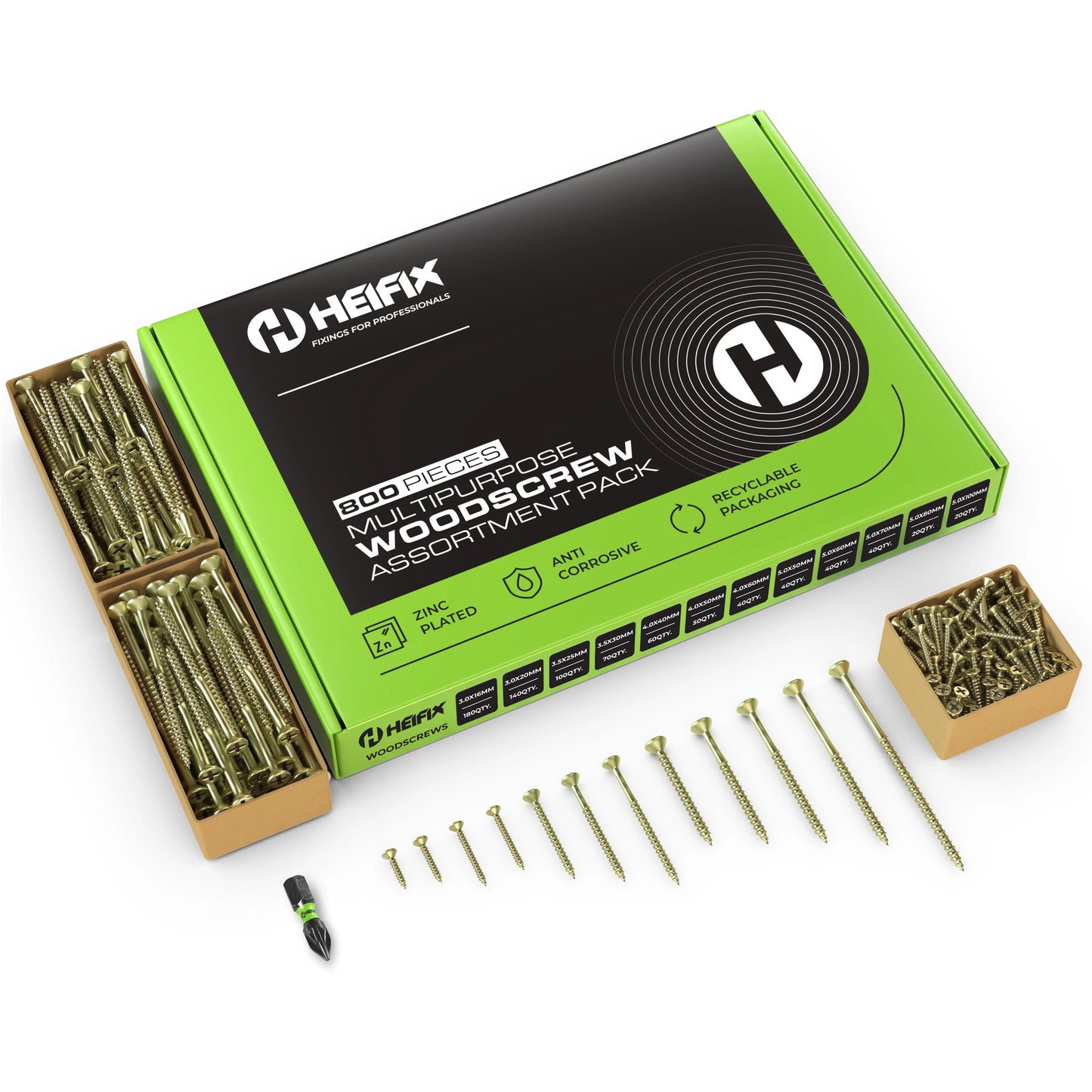 800pc Assorted Quality Screw set + Free Pozi Bit