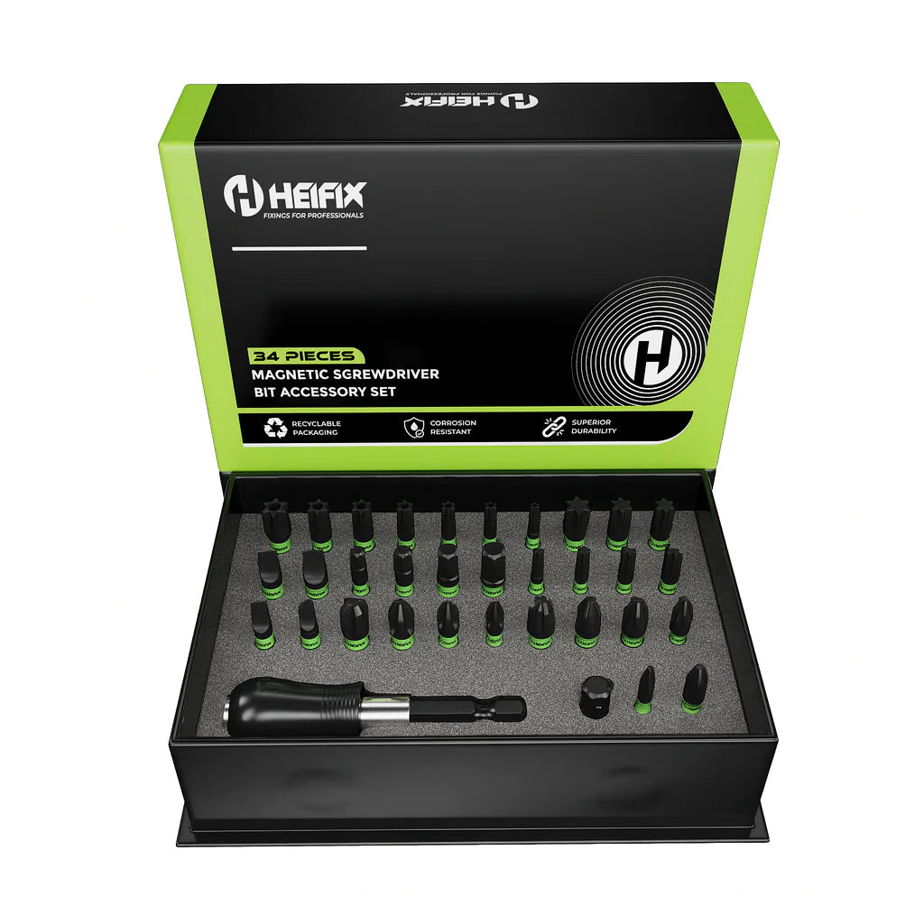 34 Piece Professional Magnetic Screwdriver Bit Set (Eco Storage Box)