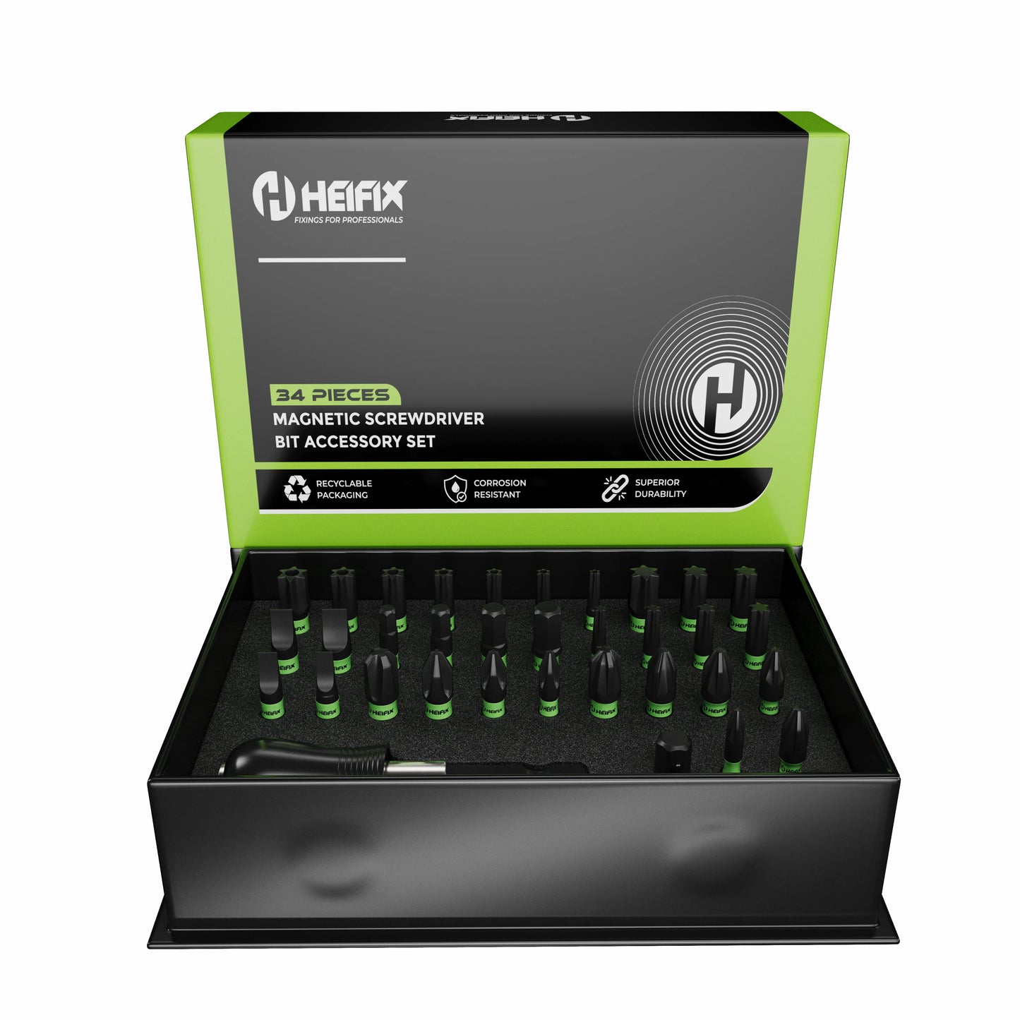 34 Piece Professional Magnetic Screwdriver Bit Set (Eco Storage Box)