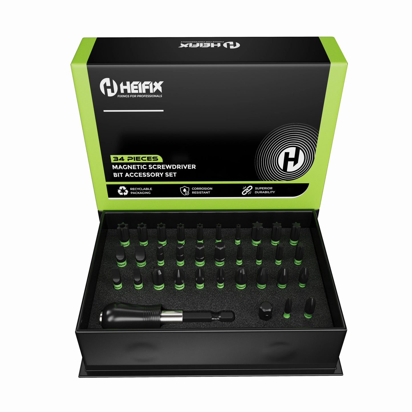 34 Piece Professional Magnetic Screwdriver Bit Set (Eco Storage Box)