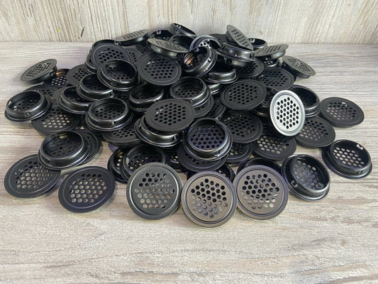 100 x Black Steel 35mm Vents