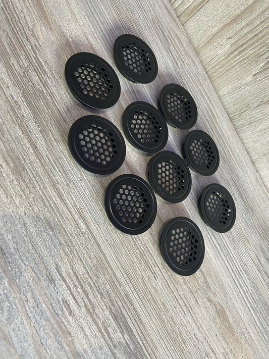 10 x Black Steel Vivarium Vents 35mm