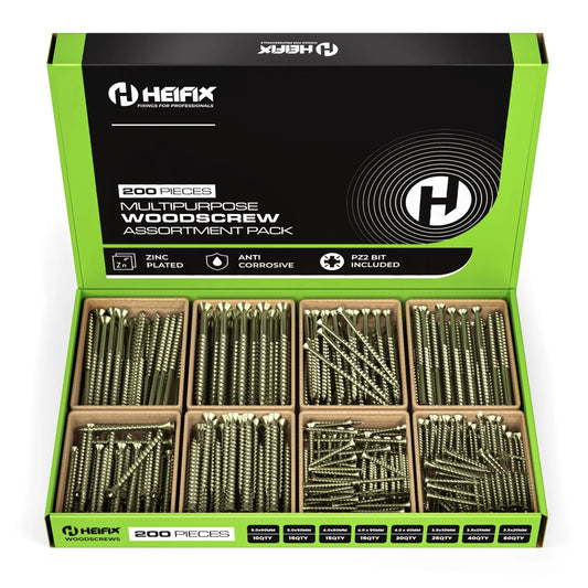 200pc Assorted Screw Set + Free Pozi Bit