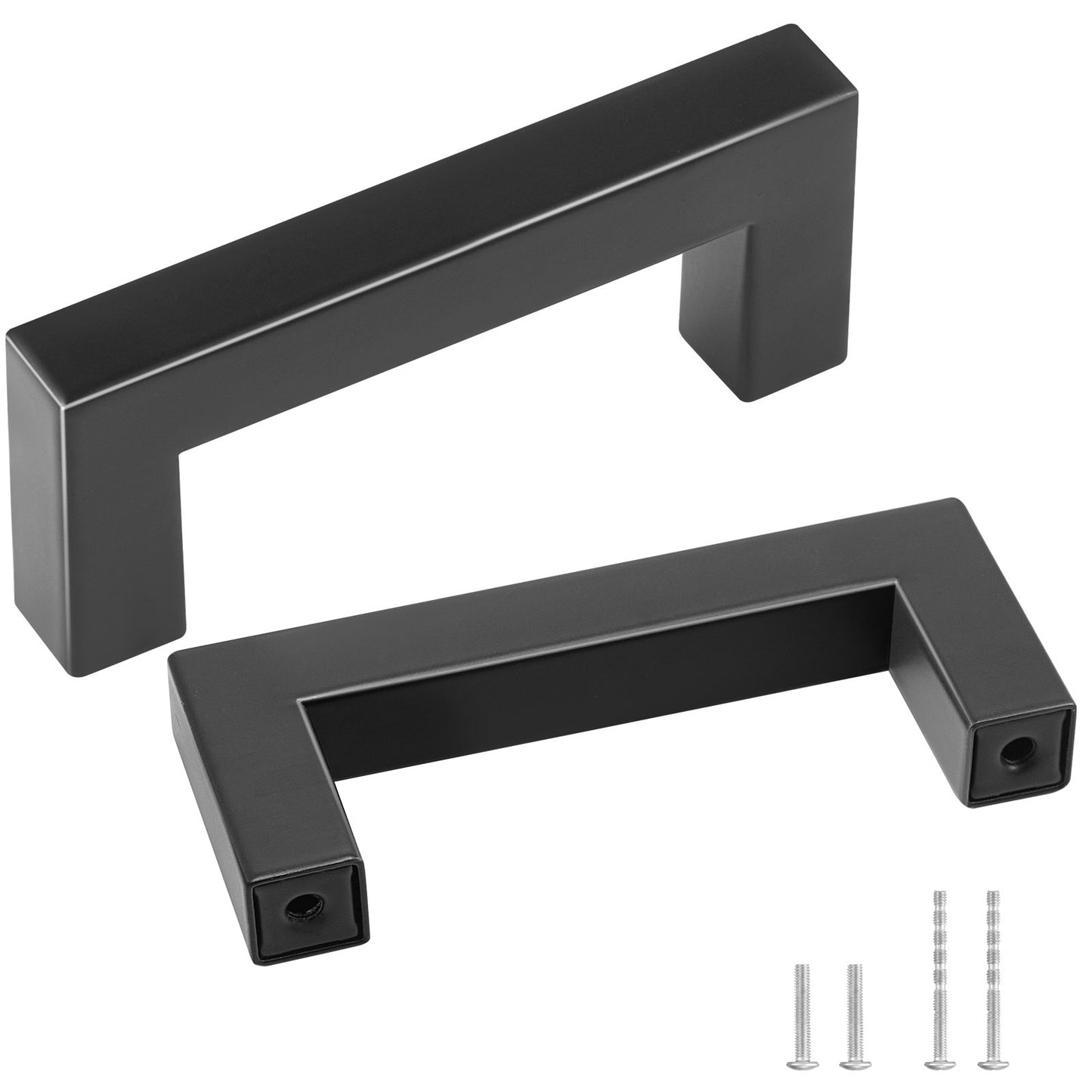 Black Modern Square Cabinet Handles 3" (76mm)