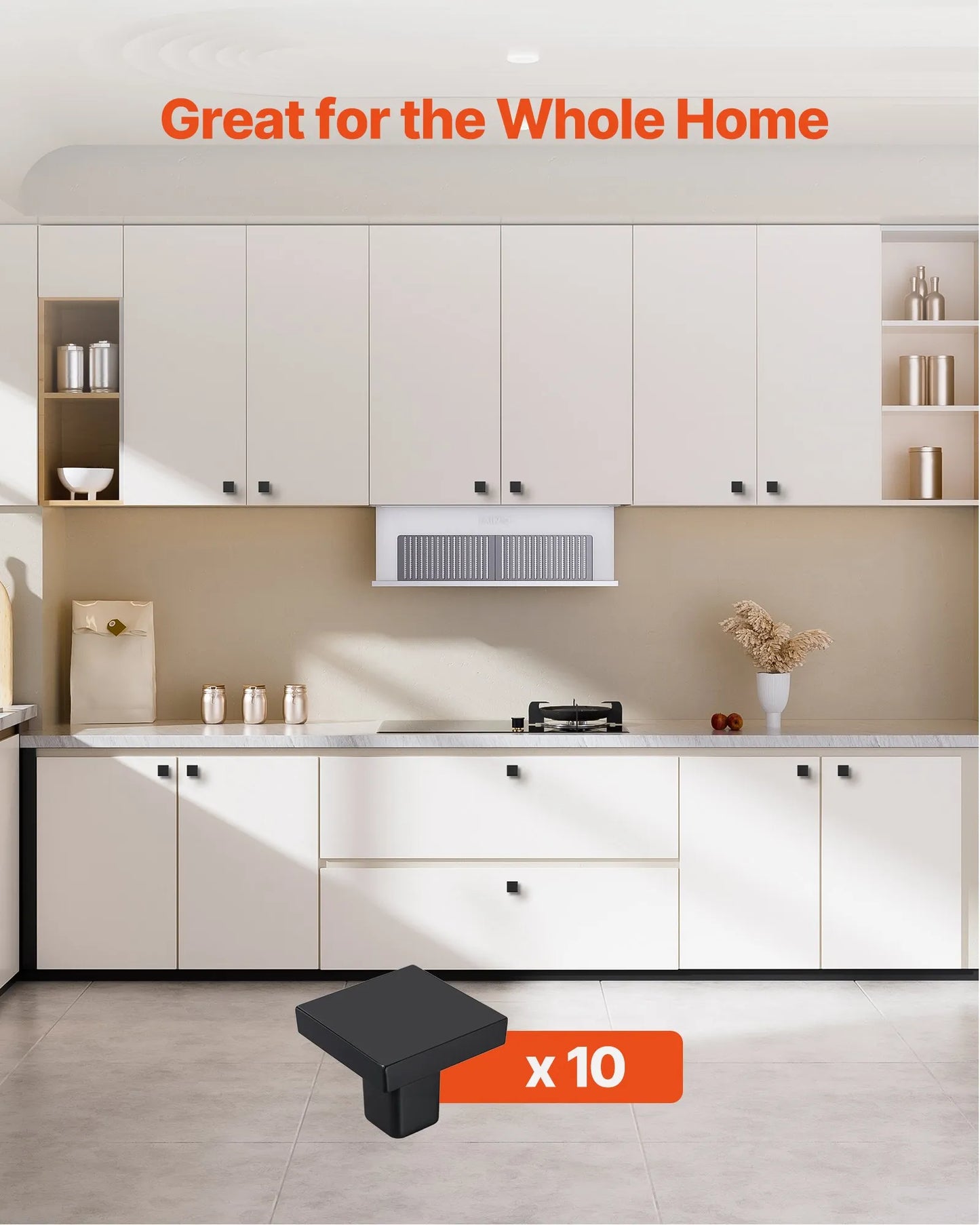 Square Modern Cabinet Knobs, 10Pc