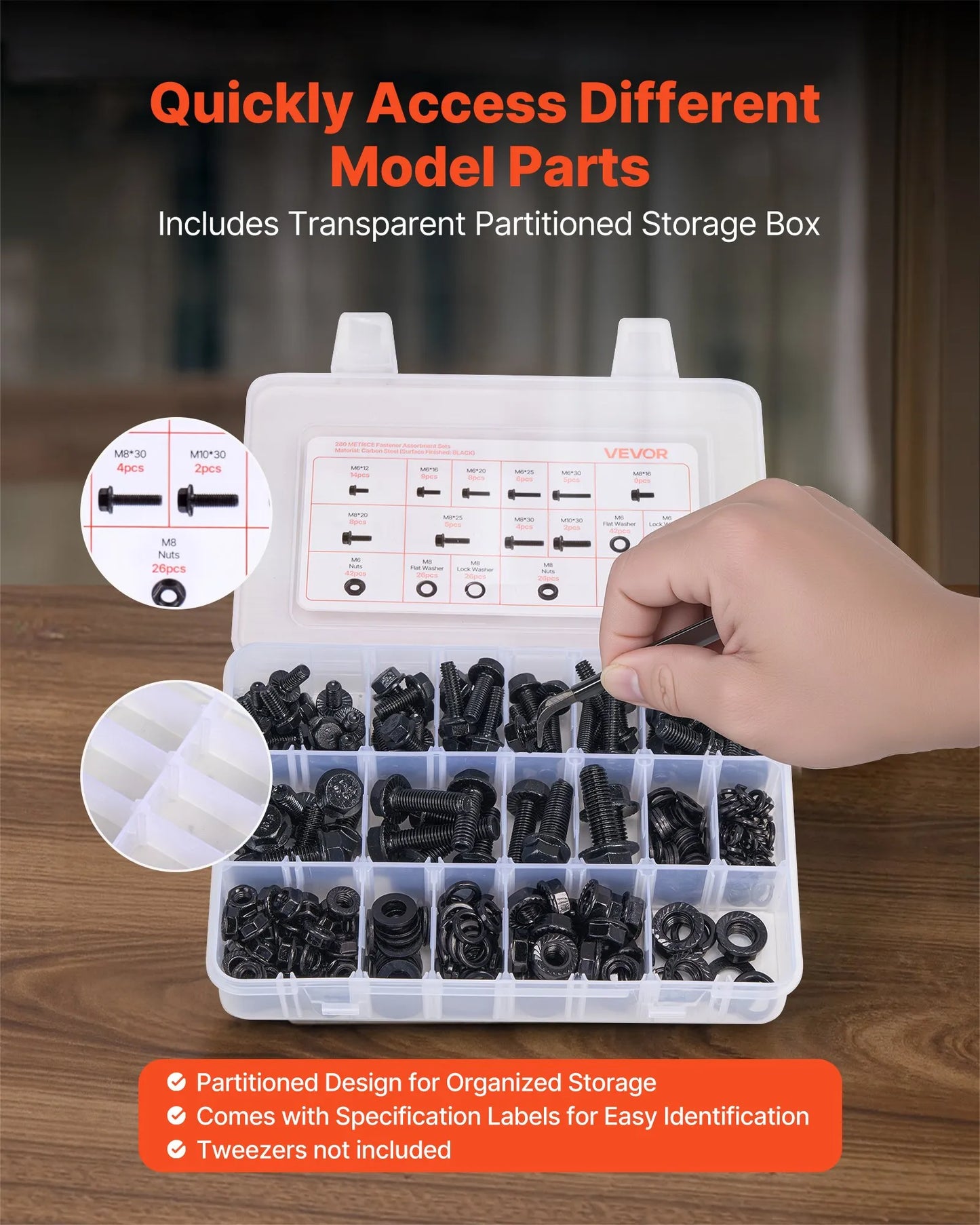 280 Pcs Bolts and Nuts Assortment Kit, Metric Machine Screws and Flat Washers