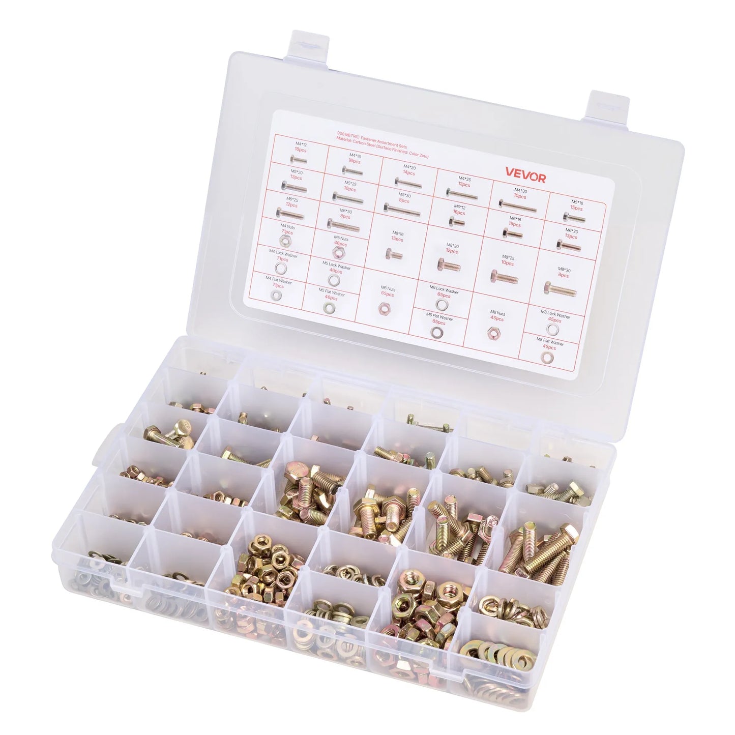 906 Pcs Bolts and Nuts Assortment Kit, Metric Machine Screws and Flat Washers