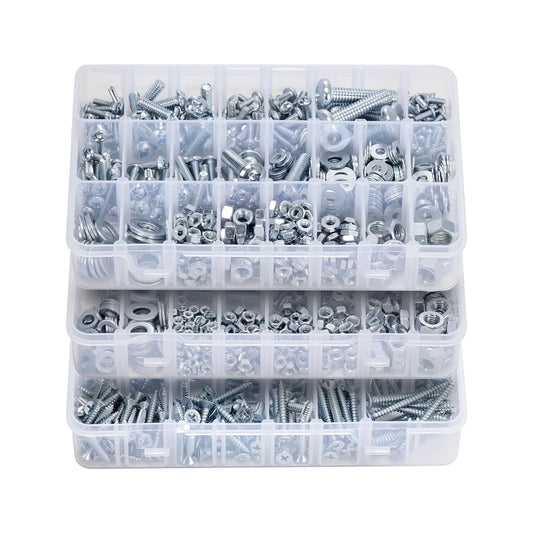 2250 Pcs Bolts and Nuts Assortment Kit, Metric + Imperial Machine Screws and Flat Washers