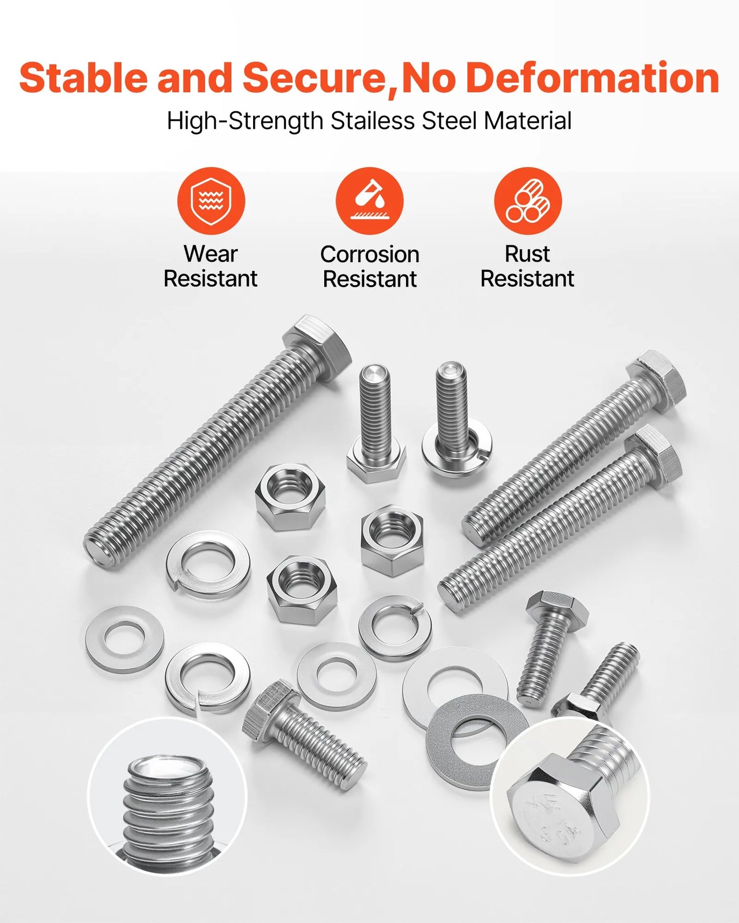 246 Pcs Bolts and Nuts Assortment Kit, Imperial Screws and Flat Washers