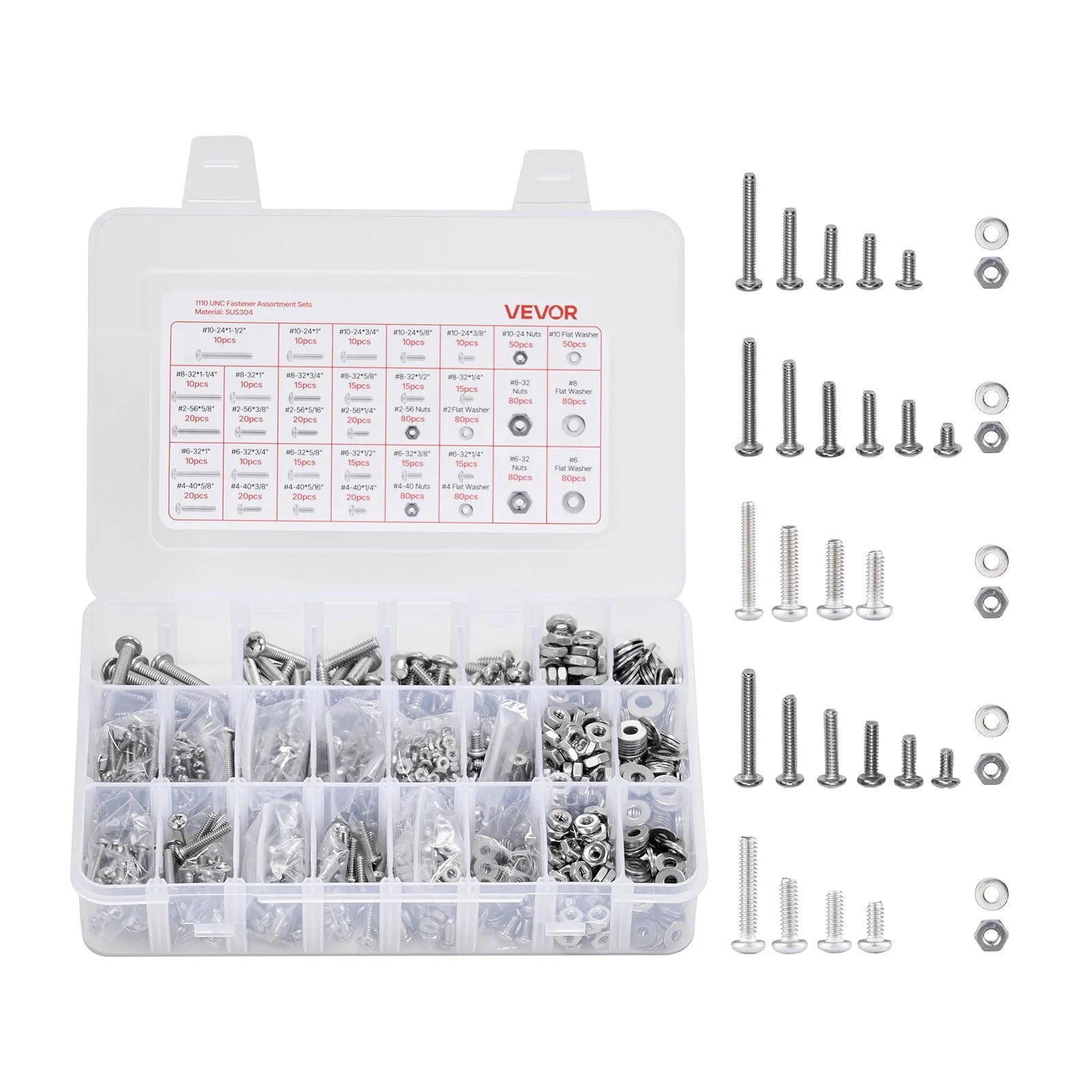 1110 Pcs Bolts and Nuts Assortment Kit, Imperial Machine Screws and Fl ...