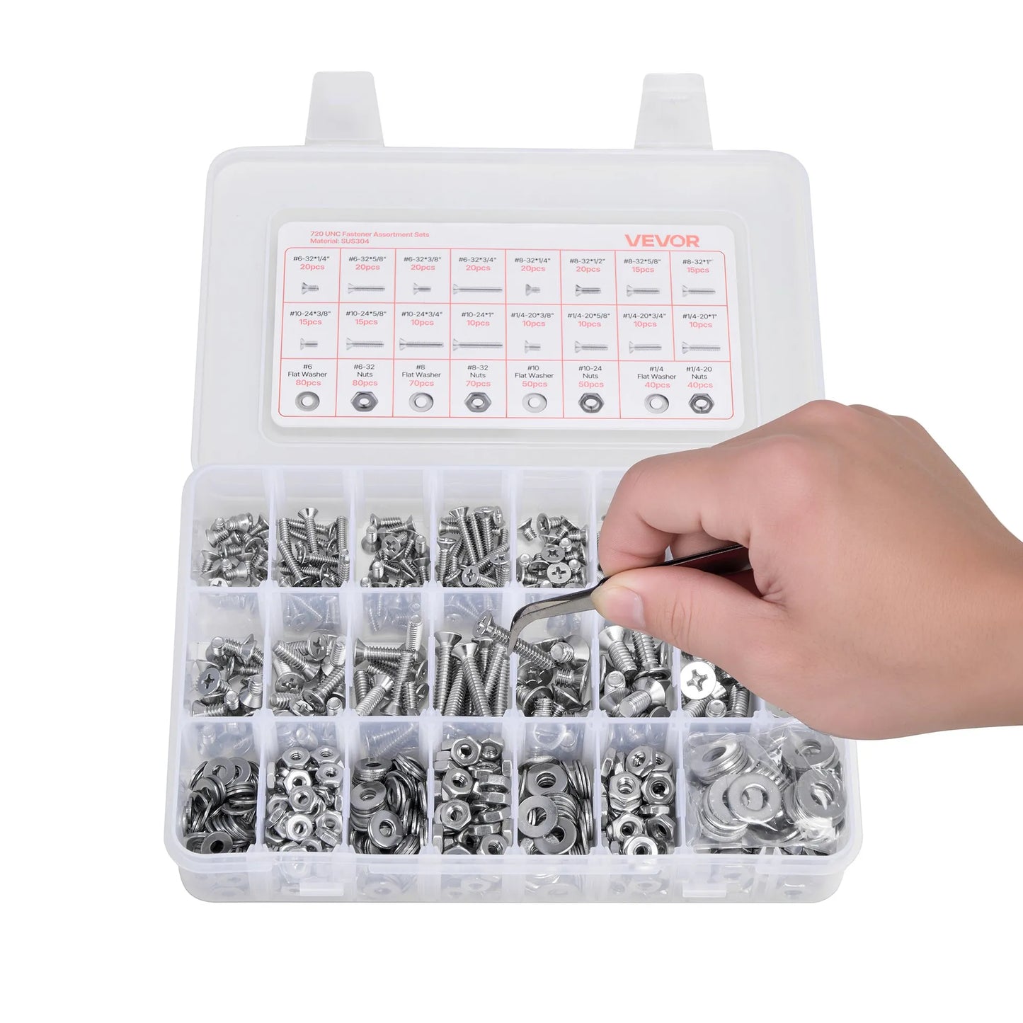 720 Pcs Bolts and Nuts Assortment Kit, Imperial Machine Screws and Flat Washers