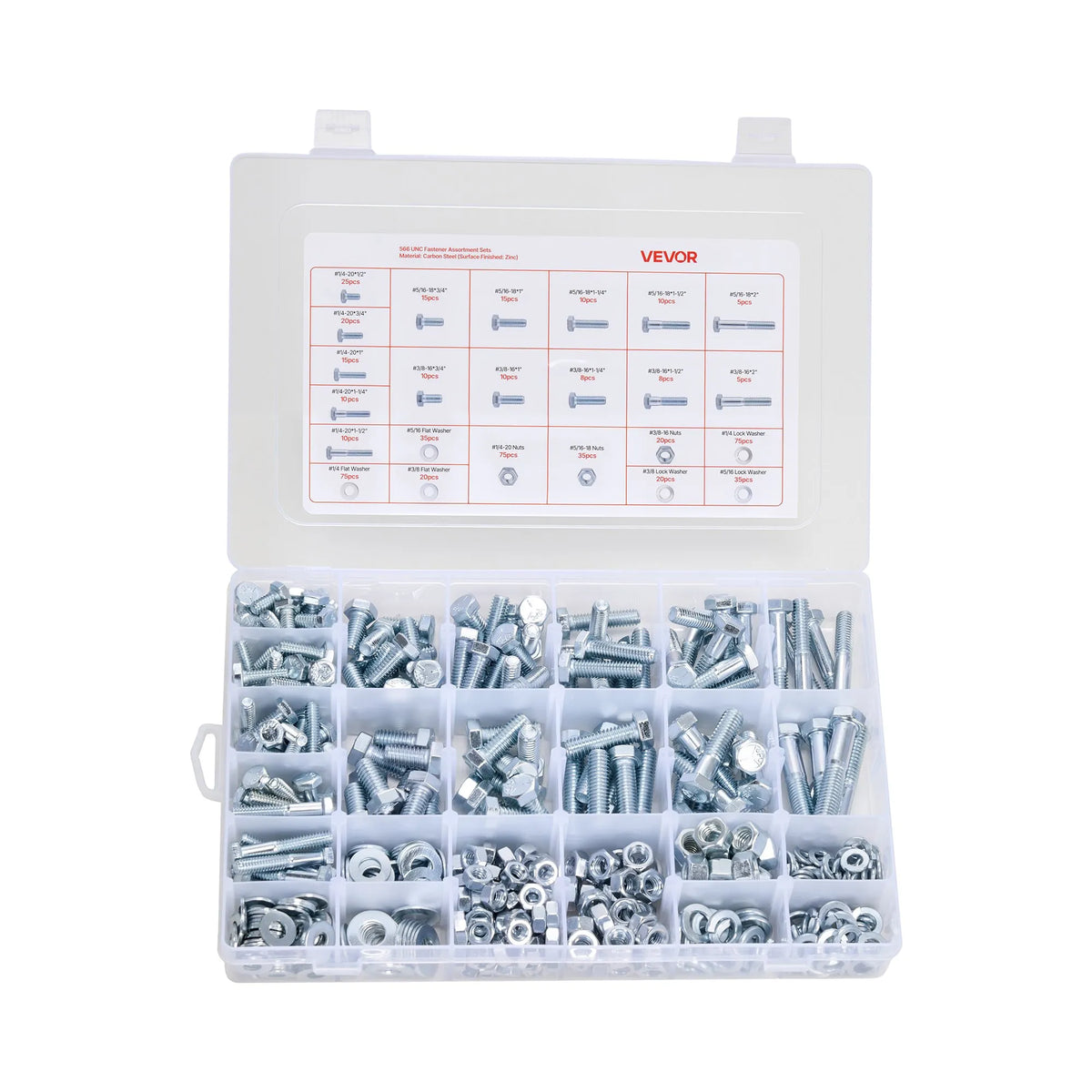 566 Pcs Bolts and Nuts Assortment Kit, Imperial Machine Screws and Flat Washers