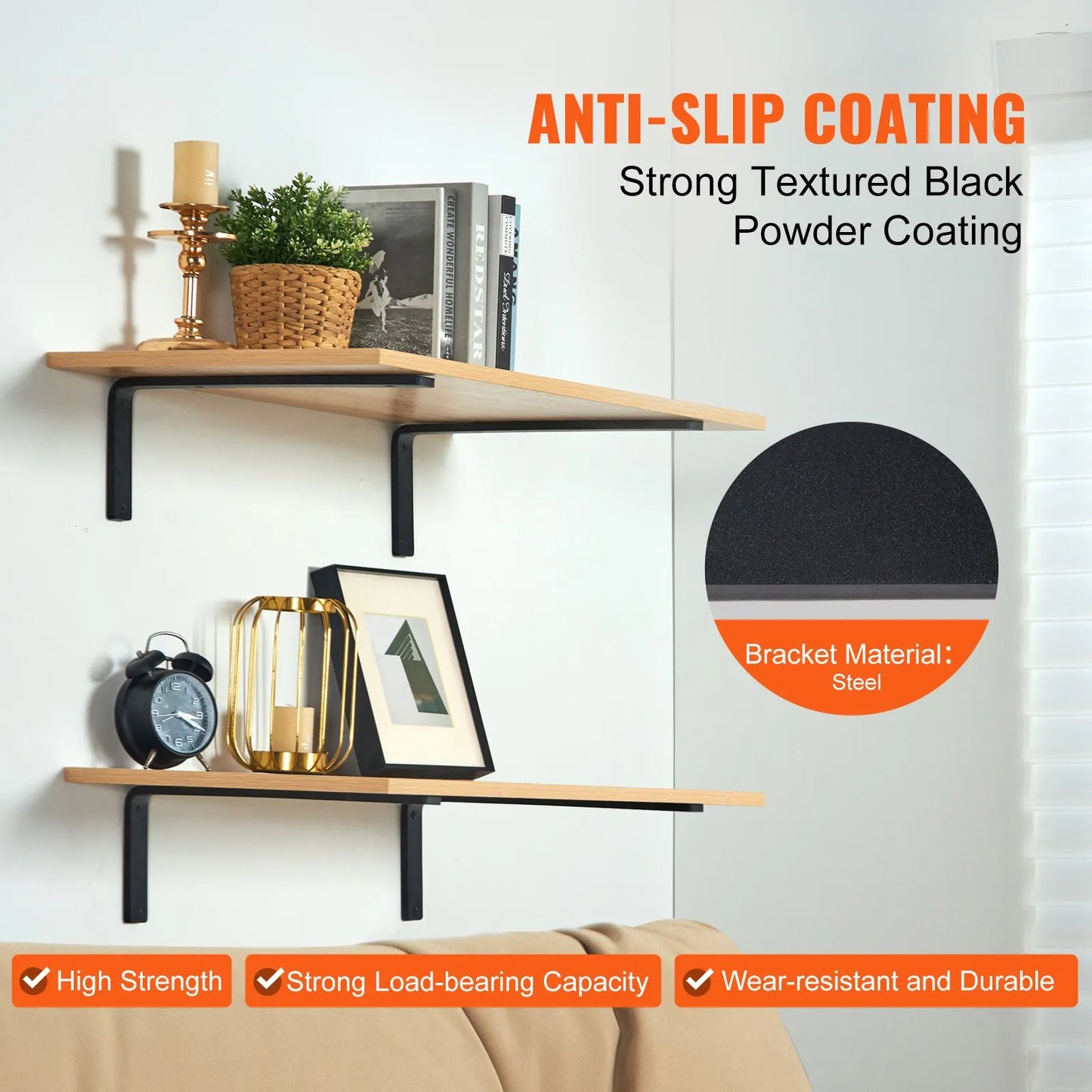 Heavy Duty Shelf Brackets 10" x 6" (25cm x 10cm) 4 Pcs