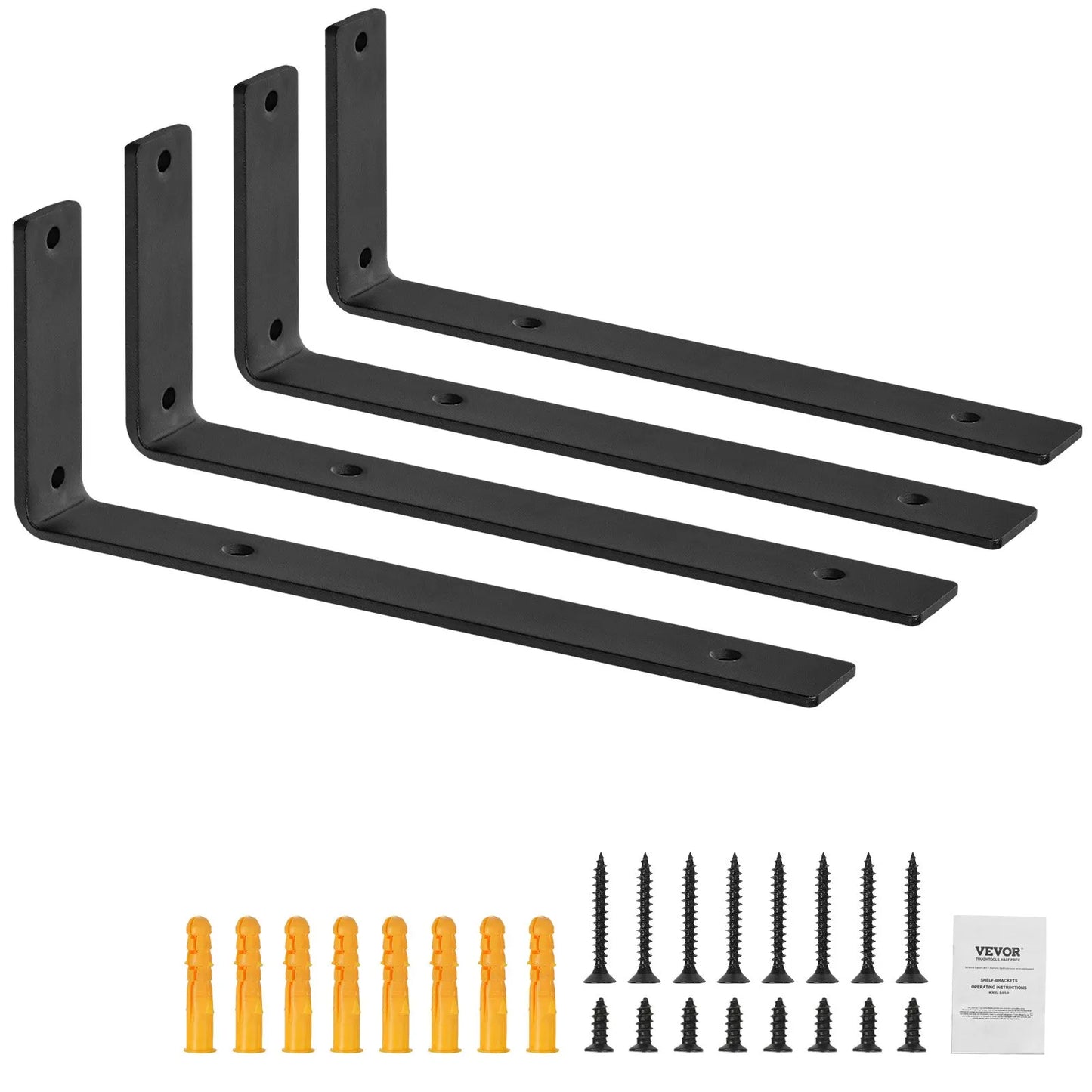 Heavy Duty Shelf Brackets 10" x 6" (25cm x 10cm) 4 Pcs