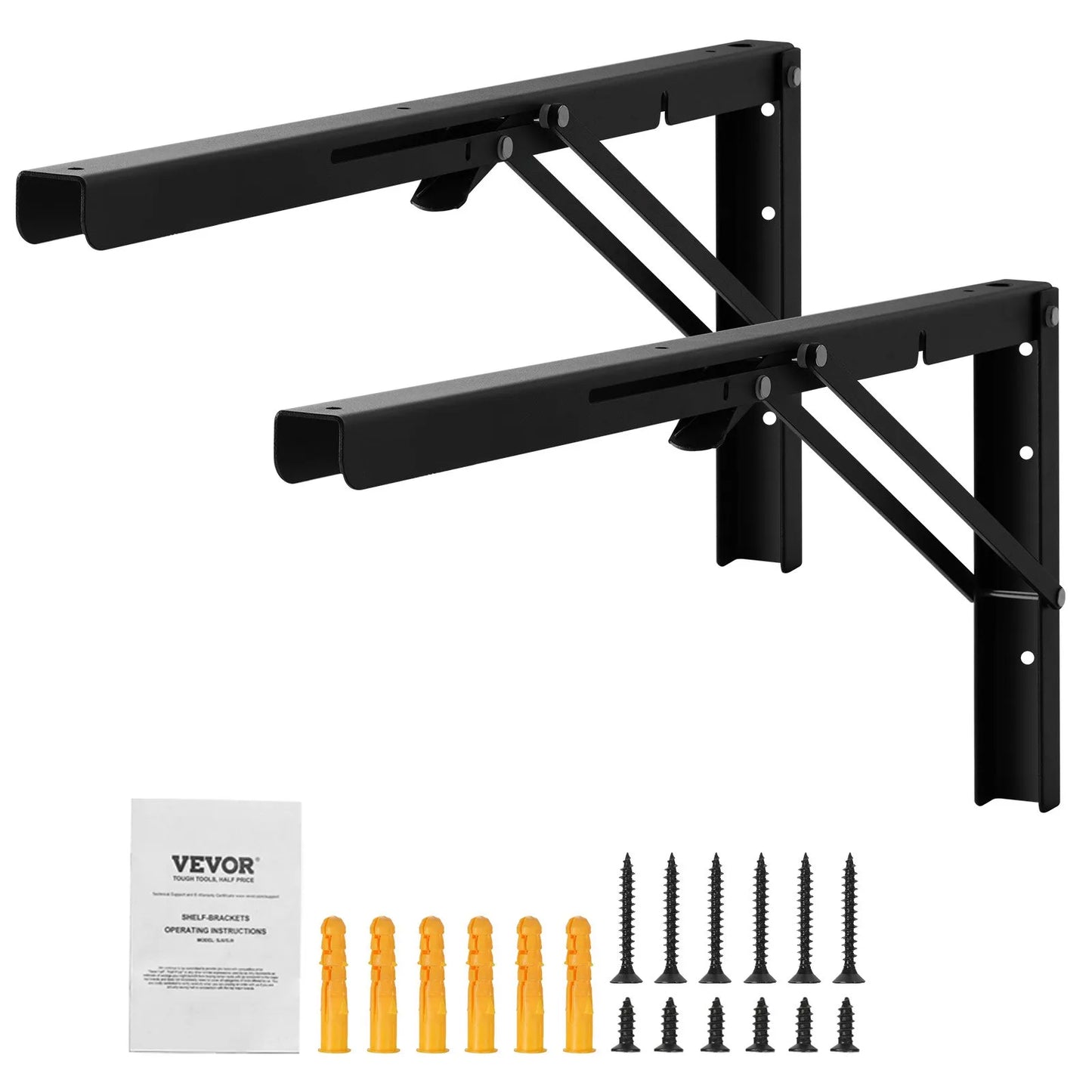 Heavy Duty Shelf Bracket Foldable, 24” (61cm) 2 Pcs