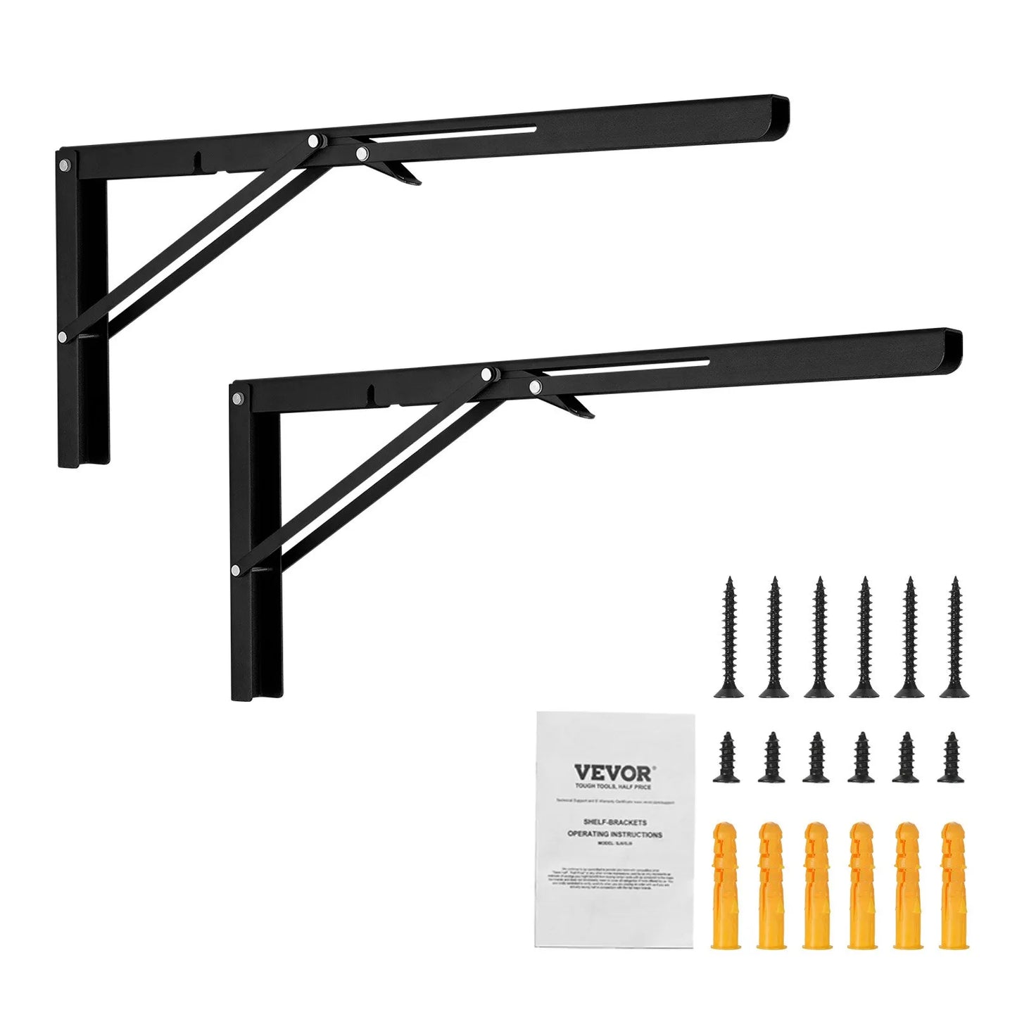 Heavy Duty Shelf Bracket Foldable, 24” (61cm) 2 Pcs