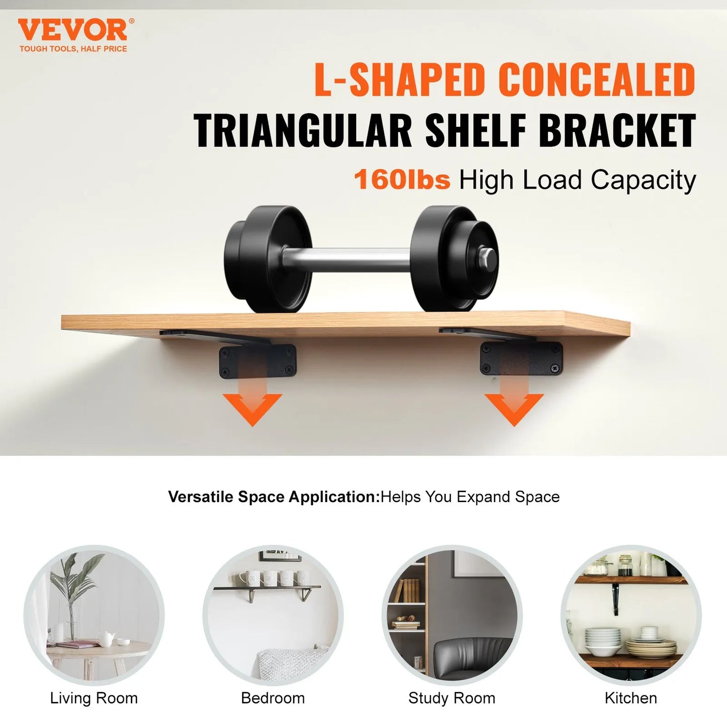 Shelf Bracket, 8” x 4” (20cm x 10cm) 6 Pcs